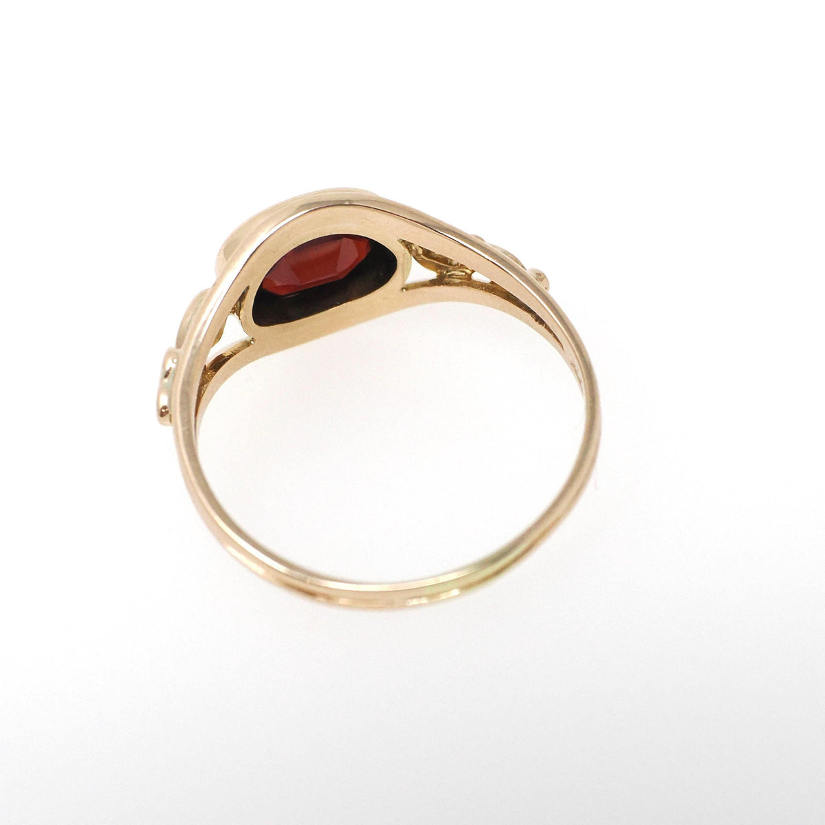Antique Garnet Ring - Edwardian 10k Yellow Gold East West Oval Red Gemstone - Circa 1910s Era Size 7 3/4 January Birthstone Fine Jewelry