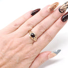 Antique Garnet Ring - Edwardian 10k Yellow Gold East West Oval Red Gemstone - Circa 1910s Era Size 7 3/4 January Birthstone Fine Jewelry