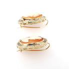 Vintage Cameo Earrings - Mid Century 14k Yellow Gold & Silver Bezel Set Pierced Wire Hooks - Circa 1960s Carved Shell Fine Filigree Jewelry