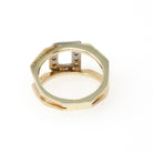 Letter "D" Ring - Contemporary 14k Yellow & White Gold Initial Monogram .14 CTW Diamonds - Circa 1990s Era Size 3 3/4 Statement Fine Jewelry