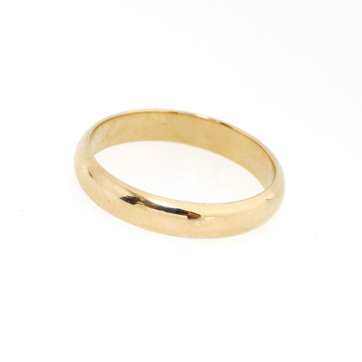 Vintage Wedding Band - Mid Century 14k Yellow Gold 4.2 MM Half Round Ring - Circa 1950s Era Size 10 1/2 Domed Stacking Fine Bridal Jewelry