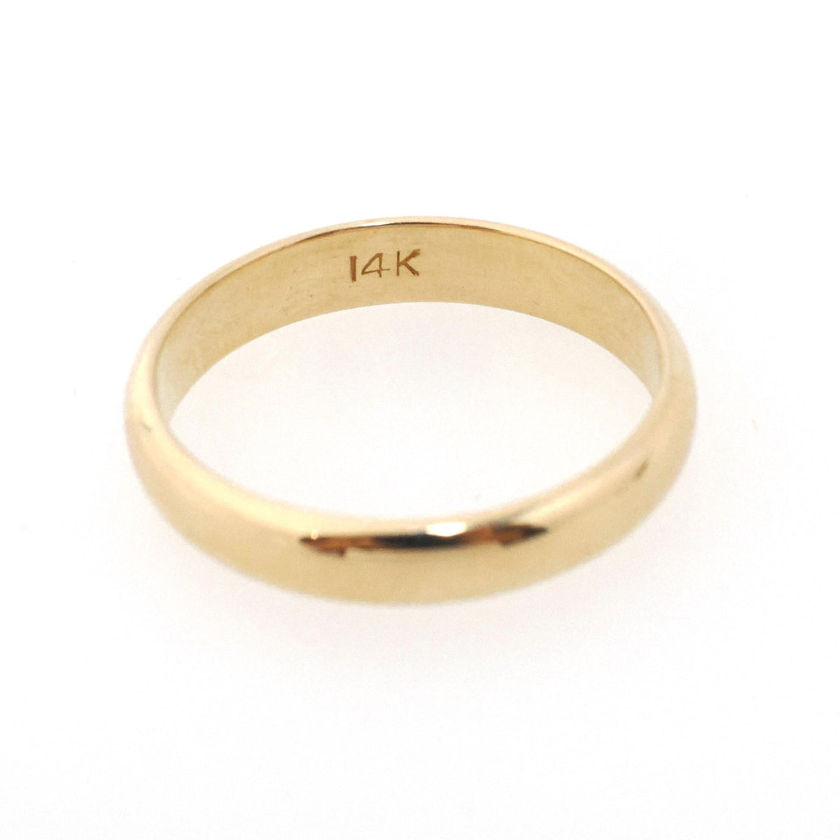 Vintage Wedding Band - Mid Century 14k Yellow Gold 4.2 MM Half Round Ring - Circa 1950s Era Size 10 1/2 Domed Stacking Fine Bridal Jewelry