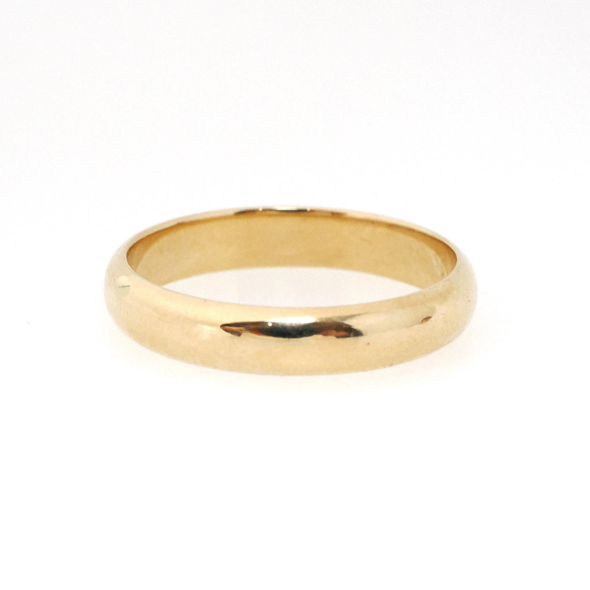 Vintage Wedding Band - Mid Century 14k Yellow Gold 4.2 MM Half Round Ring - Circa 1950s Era Size 10 1/2 Domed Stacking Fine Bridal Jewelry