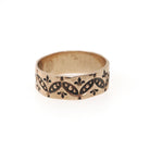 Antique Baby Band - Victorian 9k Rose Gold Engraved Pinky Midi Ring - Vintage Circa 1890s Era Size 1 1/4 Eternity Leaf Design Fine Jewelry