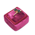Antique Bloodstone Ring - Edwardian 10k Yellow Gold Round Dark Green Red Gems - Circa 1910s Era Size 6 1/4 Heliotrope Bypass Fine Jewelry