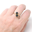 Antique Bloodstone Ring - Edwardian 10k Yellow Gold Round Dark Green Red Gems - Circa 1910s Era Size 6 1/4 Heliotrope Bypass Fine Jewelry