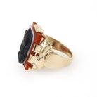 Art Deco Ring - Vintage 10k Yellow Gold Double Cameo Black White Natural Sardonyx - Circa 1930s Size 7 Helen & Paris Of Troy Fine Jewelry