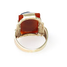 Art Deco Ring - Vintage 10k Yellow Gold Double Cameo Black White Natural Sardonyx - Circa 1930s Size 7 Helen & Paris Of Troy Fine Jewelry