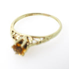 Edwardian Citrine Ring - Antique 14k Yellow Gold Gemstone Filigree Solitaire - Circa 1910s Era Size 7 1/2 November Birthstone Fine Jewelry