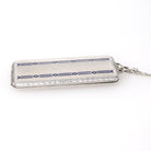 Calling Card Case Pendant - Art Deco Sterling Silver Royal Blue Guilloché Enamel Compact Locket - Circa 1930s Era Engraved Utility Jewelry