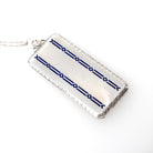 Calling Card Case Pendant - Art Deco Sterling Silver Royal Blue Guilloché Enamel Compact Locket - Circa 1930s Era Engraved Utility Jewelry