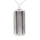 Calling Card Case Pendant - Art Deco Sterling Silver Royal Blue Guilloché Enamel Compact Locket - Circa 1930s Era Engraved Utility Jewelry