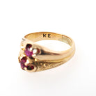 Antique Baby Ring - Edwardian 14k Yellow Gold Created Ruby Pinky Midi Band - Vintage Circa 1910s Size 1 Children's Fine Statement Jewelry