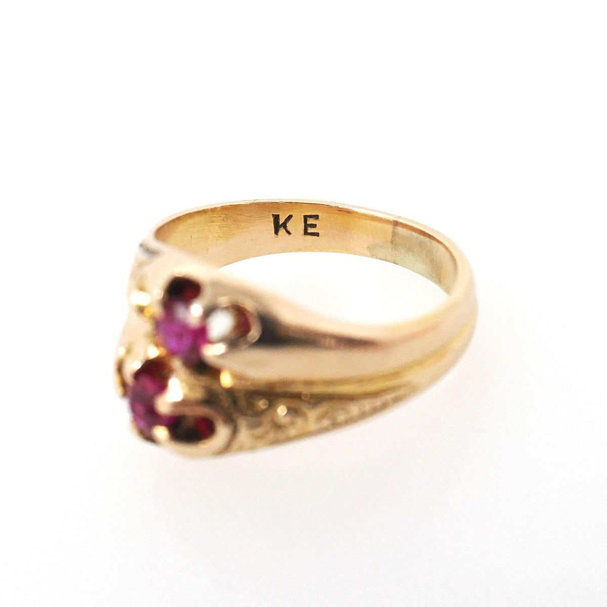 Antique Baby Ring - Edwardian 14k Yellow Gold Created Ruby Pinky Midi Band - Vintage Circa 1910s Size 1 Children's Fine Statement Jewelry