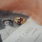 Antique Baby Ring - Edwardian 14k Yellow Gold Created Ruby Pinky Midi Band - Vintage Circa 1910s Size 1 Children's Fine Statement Jewelry