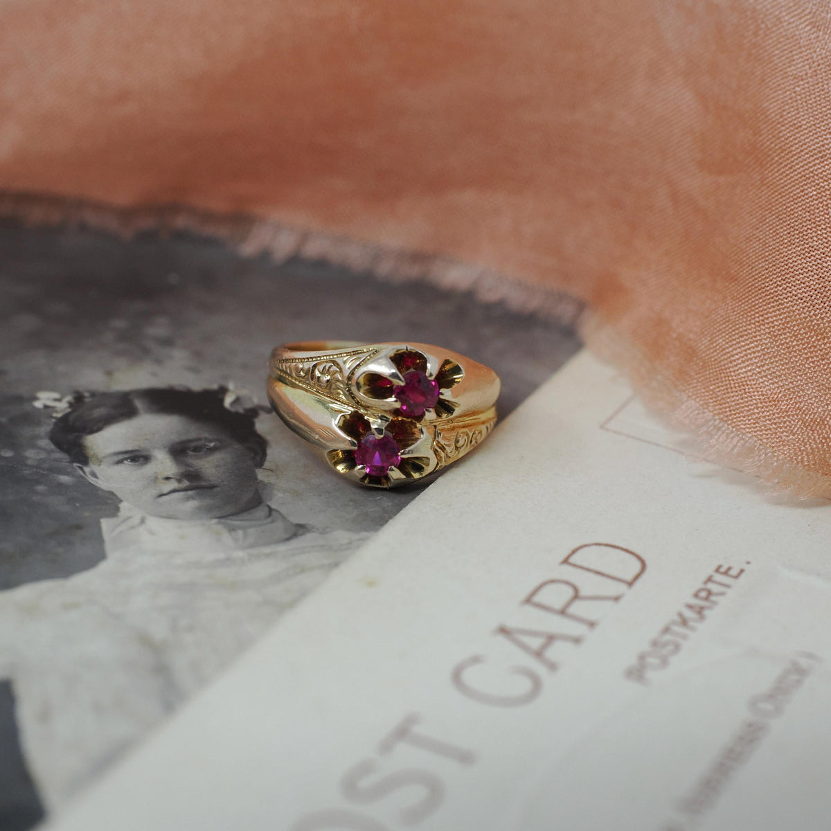 Antique Baby Ring - Edwardian 14k Yellow Gold Created Ruby Pinky Midi Band - Vintage Circa 1910s Size 1 Children's Fine Statement Jewelry