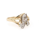 Letter "A" Ring - Contemporary 14k Yellow & White Gold Initial Monogram Diamonds - Circa 1990s Era Size 4 3/4 Statement Fine Estate Jewelry