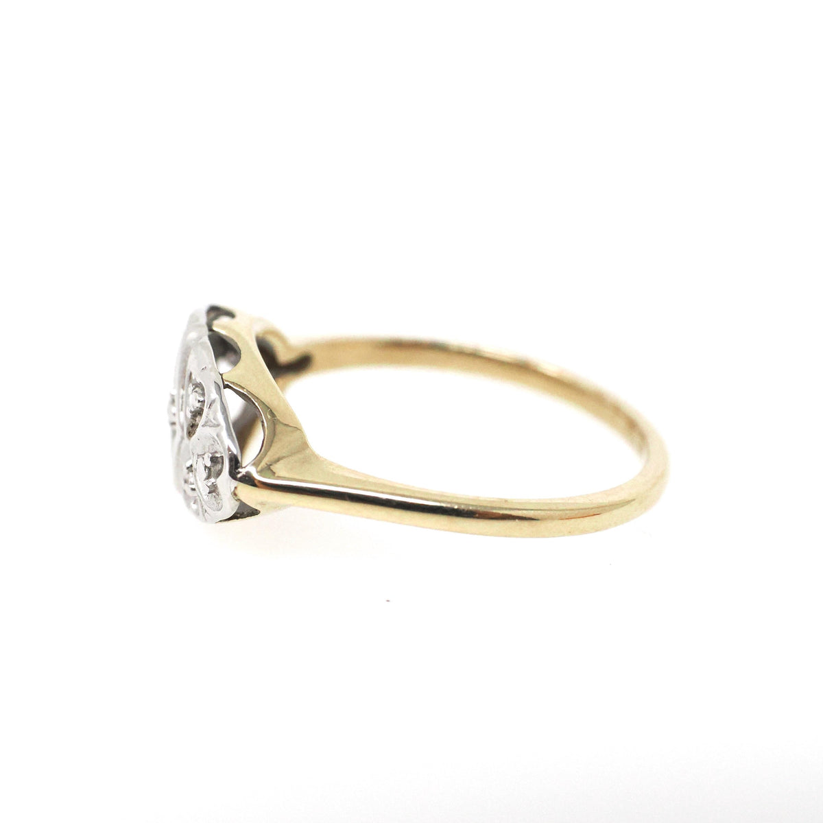 Vintage Princess Ring - Retro 9k Yellow & White Gold Natural Diamonds .02 CTW Gems - Circa 1960s Era Size 6 1/4 Anniversary 60s Fine Jewelry