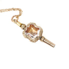 Antique Watch Key Fob - Victorian 9K Yellow Gold Sardonyx And Quartz Pendant Necklace - Circa 1890s Era Versatile Fine Statement Jewelry