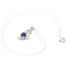 Created Star Sapphire Necklace - Modernist 14k White Gold Natural .01 CT Diamond Gem - Vintage Circa 1970s Era Pendant Charm Fine Jewelry