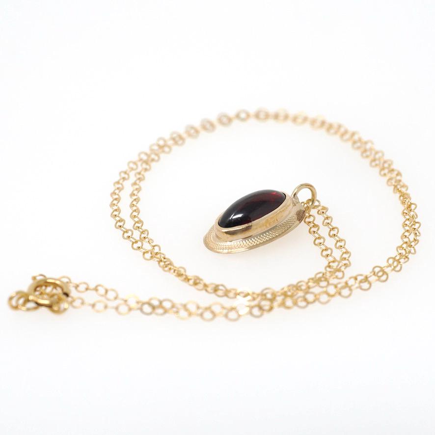 Antique Garnet Charm - Edwardian 10k Yellow Gold Stick Pin Conversion Pendant Necklace - Antique Circa 1910s January Birthstone Fine Jewelry