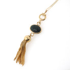 Scarab Jewelry Set - Modernist Gold Filled Tassel Pendant Necklace Earrings - Vintage Circa 1960s Era Converted Fashion Accessory Jewelry