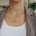 Vintage Cameo Necklace - Mid Century 10k Yellow Gold Oval Carved Shell Flower Pendant Charm - Circa 1940s Era Statement Fine 40s Jewelry