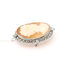 Cameo Brooch Necklace - Art Deco Sterling Silver Carved Shell Pendant Pin - Vintage Circa 1930s Era Statement Fashion Accessory 30s Jewelry