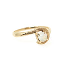 Vintage Opal Ring - Modernist 10k Yellow Gold Natural Gemstone Solitaire - Circa 1970s Size 6 3/4 Bypass October Birthstone Fine Jewelry