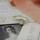 Vintage Opal Ring - Modernist 10k Yellow Gold Natural Gemstone Solitaire - Circa 1970s Size 6 3/4 Bypass October Birthstone Fine Jewelry