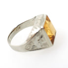 Natural Citrine Ring - Art Deco 10k White Gold Emerald Cut Yellow Gemstone - Vintage Circa 1930s Era Size 9 November Birthstone Fine Jewelry