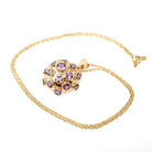 Vintage Sputnik Pendant - Modernist 14k Yellow Gold Half Dome Statement Necklace - Circa 1960s Era Natural Amethyst Gemstones Fine Jewelry
