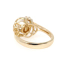 Cultured Pearl Ring - Contemporary 14k Yellow Gold White Organic Gem & Diamonds - Estate Circa 1990s Era Size 6 June Birthstone Fine Jewelry