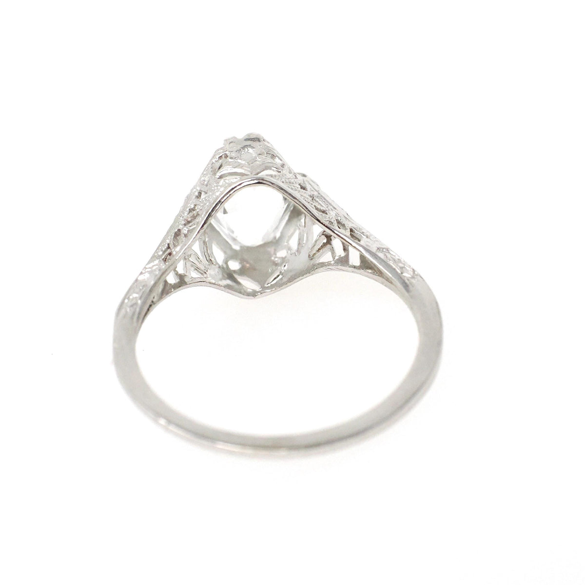 Antique Aquamarine Ring - Art Deco 14k White Gold Light Blue Hexagon Gemstone - Vintage Circa 1920s Era Size 5 1/2 Filigree Fine 20s Jewelry