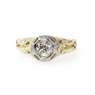 Art Deco Engagement Ring - Vintage 14k Yellow & White Gold 0.35 CT Diamond Solitaire - Circa 1930s Size 5 1/2 Lovebird Filigree Fine Jewelry