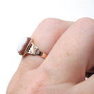 Antique Cameo Ring - Victorian 10k Rosy Yellow Gold Carved Soldier Red White Sardonyx Gemstone - Circa 1890 Size 5.25 Statement Fine Jewelry