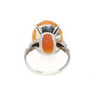 Vintage Cameo Ring - Art Deco Era 10k White Gold Oval Carved Orange Shell - Circa 1930s Era Size 6 Women's Profile Fine Statement Jewelry