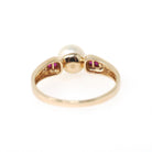 Cultured Pearl Ring - Contemporary 14k Yellow Gold Ruby Accent Gemstones - Vintage Circa 1990s Size 7 June and July Birthstones Fine Jewelry