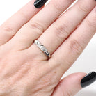 Mid Century Wedding Band - Vintage 14k White Gold Natural .02 CTW Diamond Floral Ring - Circa 1950s Size 6 1/4 Fine Bridal Stacking Jewelry