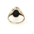 Mid Century Onyx Ring - Vintage 10k Yellow Gold Black Chalcedony Solitaire Gemstone Shield - Circa 1960s Era Size 6 Fine Statement Jewelry