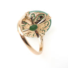 Vintage Jadeite Ring - Mid Century 14k Yellow Gold Light Green Oval Cabochon Gemstone - Circa 1960s Era Size 5 1/2 Fine Solitaire Jewelry