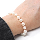Cultured Pearl Bracelet - Art Deco 14k White Gold 7.5 MM Organic Gem Knotted Strand - Vintage Circa 1930s Era Fashion Accessory Fine Jewelry