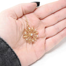 Antique Starburst Necklace - Edwardian 14k Yellow Gold .40 CTW Natural Old Mine & European Cut Diamond Pendant - Circa 1910s Fine Jewelry