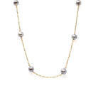 Cultured Pearl Necklace - Contemporary 14k Yellow Gold Stationary Dainty Cable Link Chain - Estate Circa 2000's Era 16" Fine Y2K Jewelry