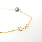 Cultured Pearl Necklace - Contemporary 14k Yellow Gold Stationary Dainty Cable Link Chain - Estate Circa 2000's Era 16" Fine Y2K Jewelry
