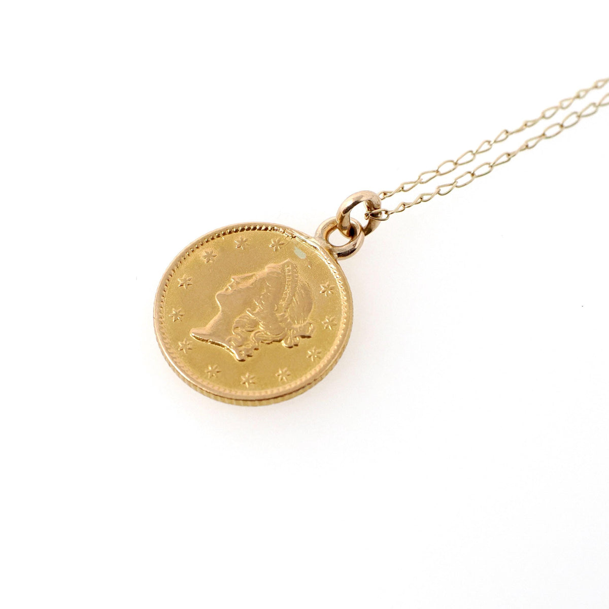 Victorian Love Token - Antique 22k Yellow Gold Charm Coin Pendant - Vintage Circa 1890s Era Engraved "ESB" Liberty Head Fine Jewelry