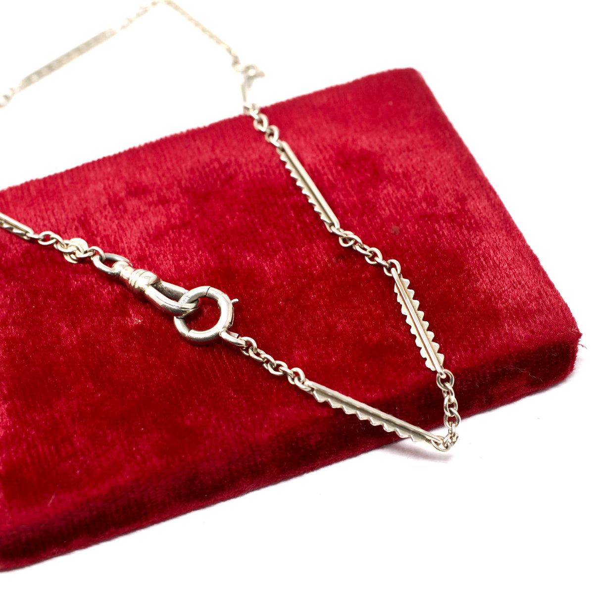 Pocket Watch Chain - Art Deco 14k White Gold Dog Clip Spring Ring - Antique Circa 1920s Era Accessory Bracelet Fine Versatile Unisex Jewelry