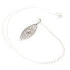Art Deco Necklace - Vintage 14k White Gold Filigree Brooch Conversion Pendant - Circa 1930s Era .05 CT Diamond Gemstone Dainty Fine Jewelry