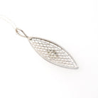 Art Deco Necklace - Vintage 14k White Gold Filigree Brooch Conversion Pendant - Circa 1930s Era .05 CT Diamond Gemstone Dainty Fine Jewelry