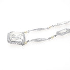 Art Deco Filigree Necklace - Vintage 10k White Gold Simulated Rock Crystal Quartz Links - Circa 1930s Era Clear Glass Fine Fashion Jewelry